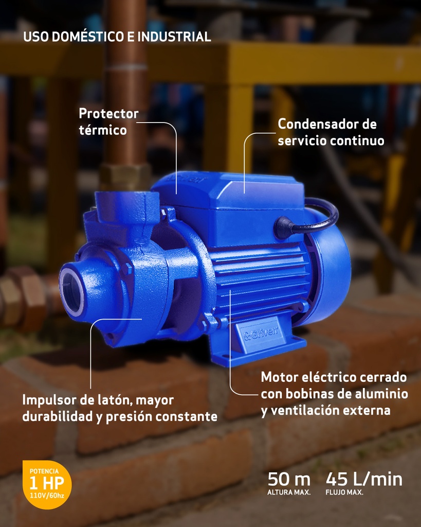 Bomba Periferica para Agua 1HP GRIVEN