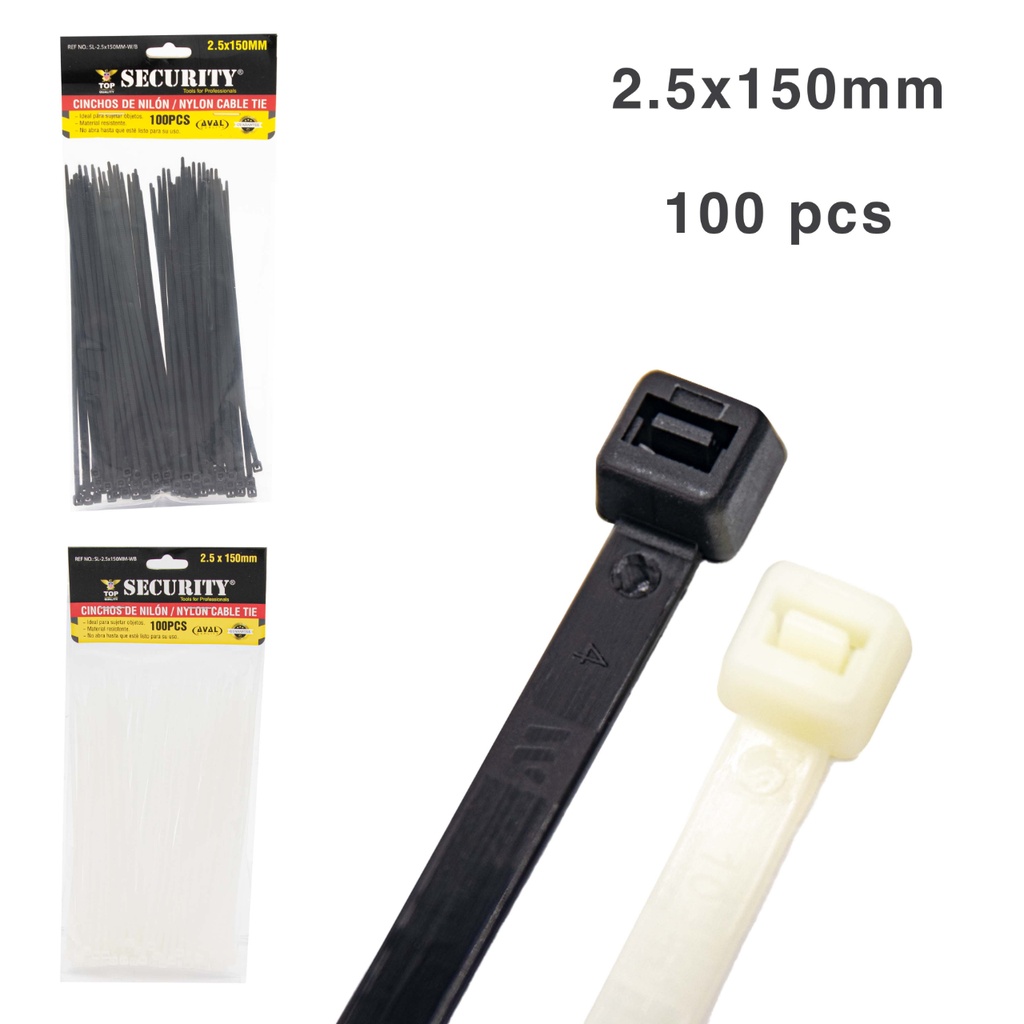 Sunchos Plasticos 6" X 2.5mm 100pza SECURITY