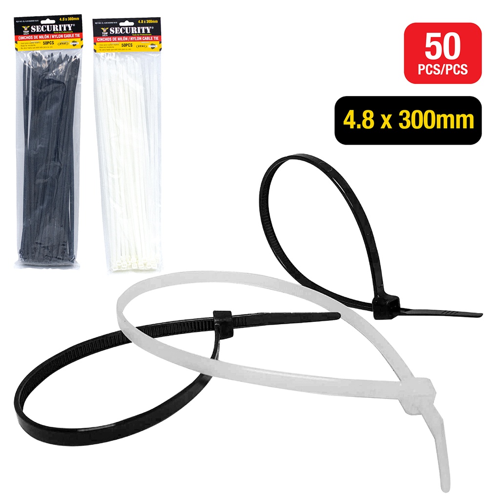 Sunchos Plasticos 12" X 4.8mm 50pza SECURITY