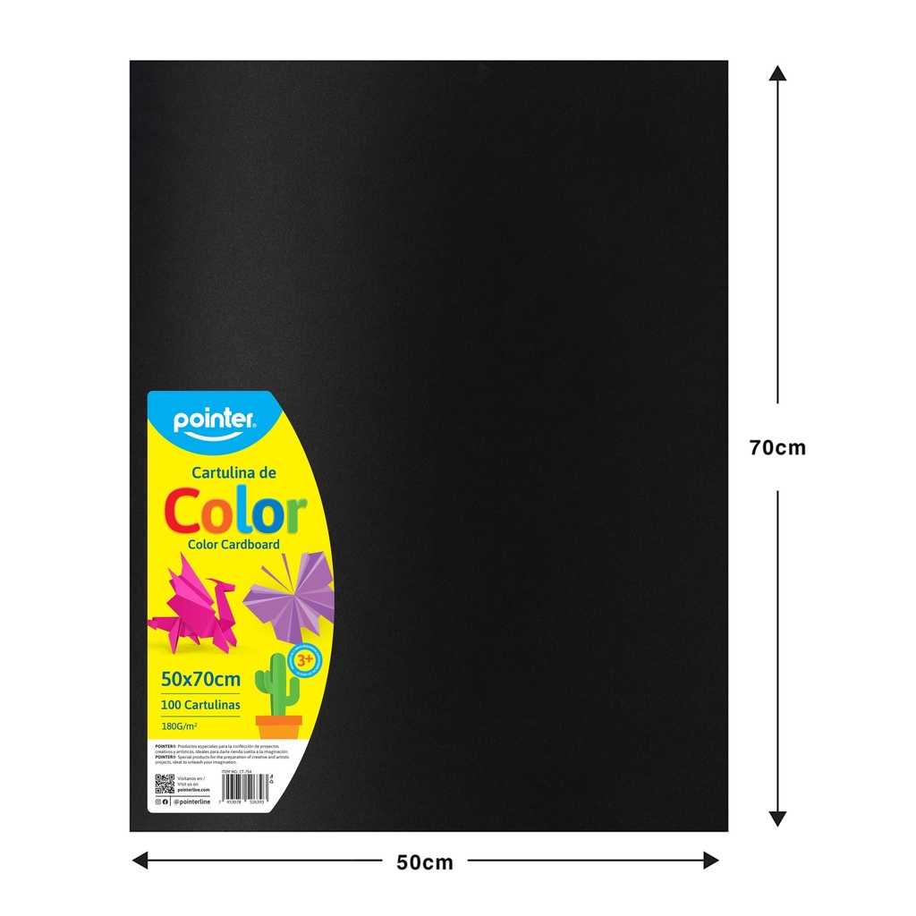 Cartulina 50 X 70cm 100pza POINTER Negra