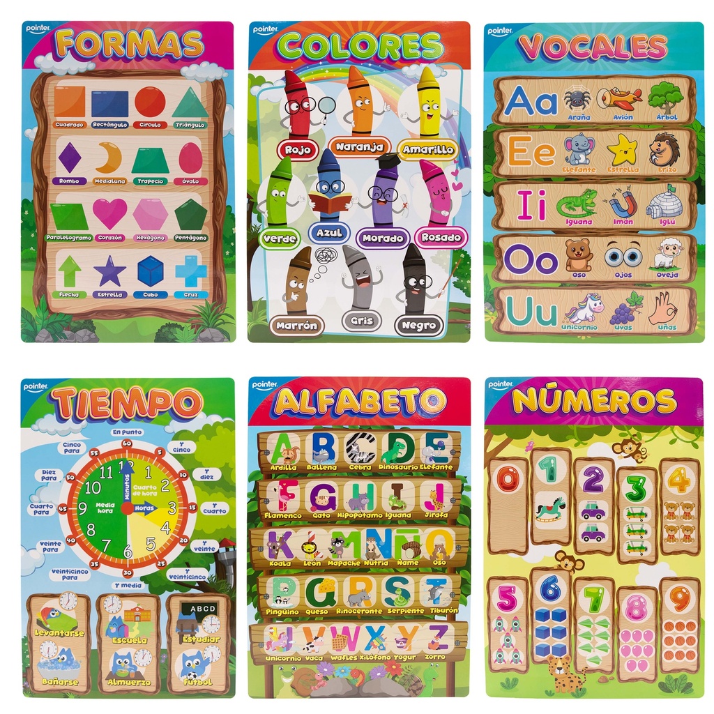 Laminas Educativas Formas Colores y Vocales POINTER
