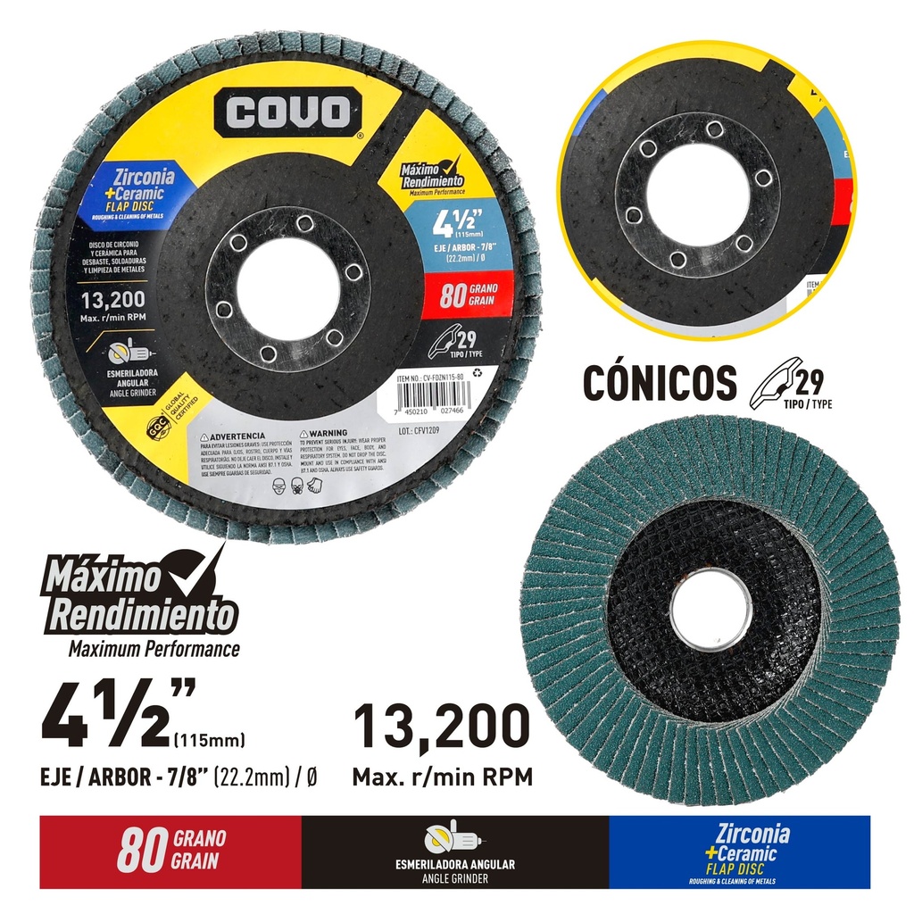 Disco de Lija Flap++ 4-1/2" #860 COVO