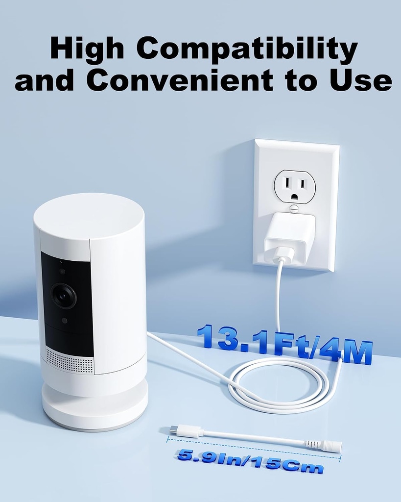Power Adapter Compatible with Ring Stick Up Cam Battery 4m