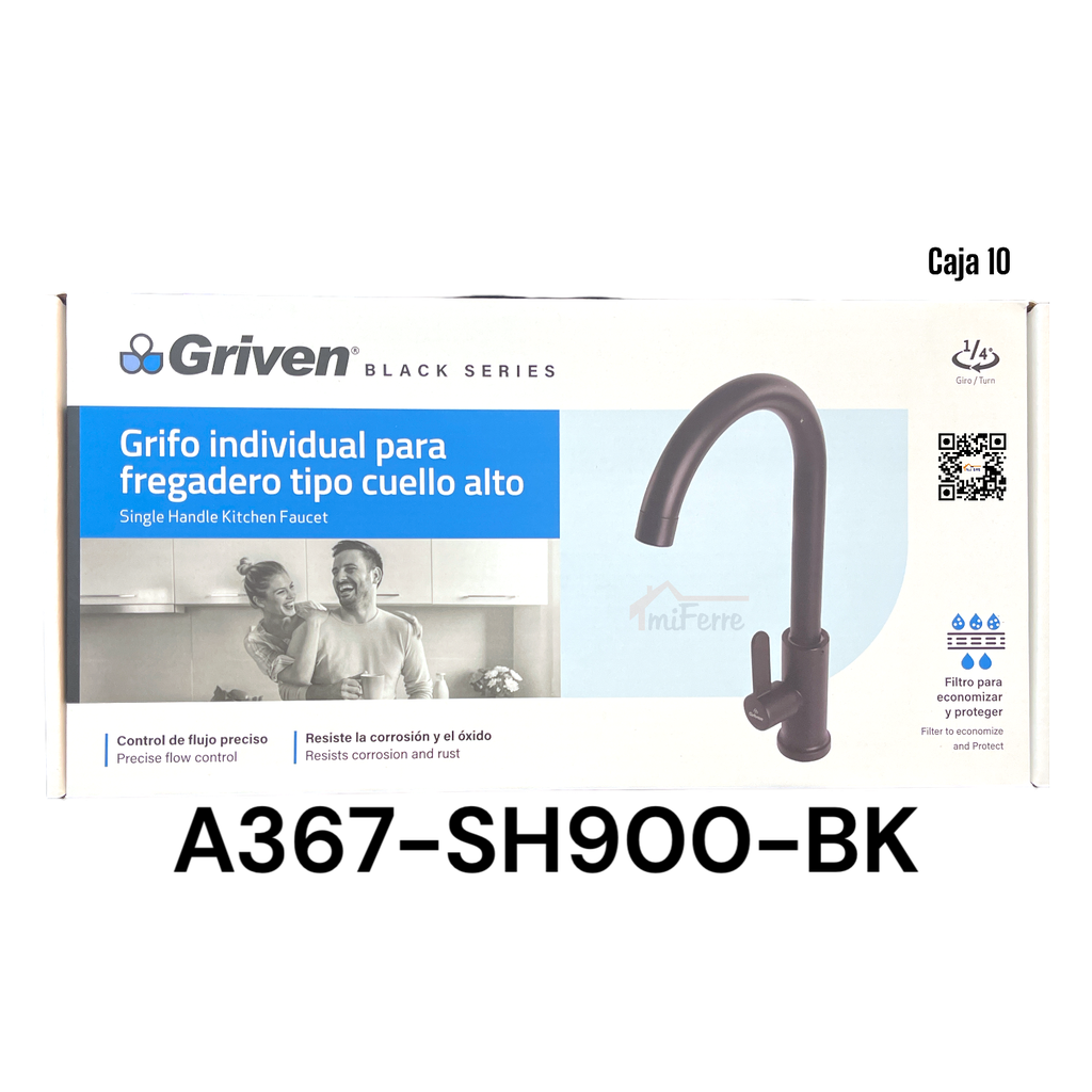 Grifo Individual para Fregadero Tipo Cuello Alto GRIVEN Black Series