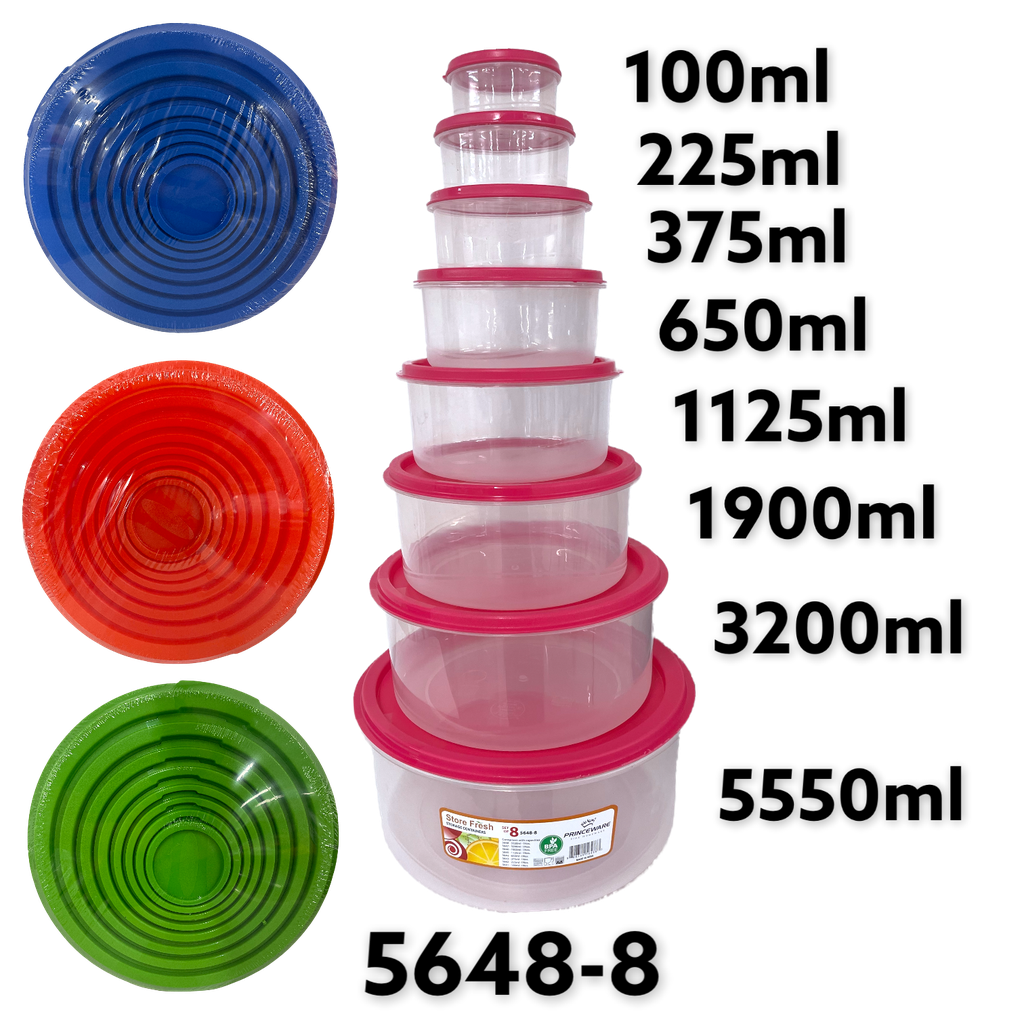 Envase Plastico para Comida 8pza PRINCEWARE