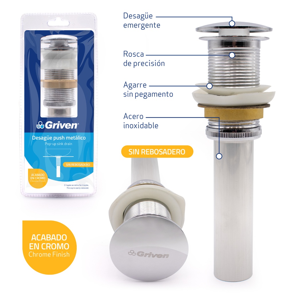 PO Plug Metalico sin Rebosadero GRIVEN