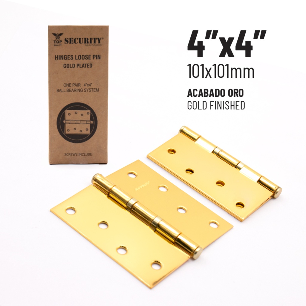 Bisagra para Puerta 4 X 4" Dorada SECURITY