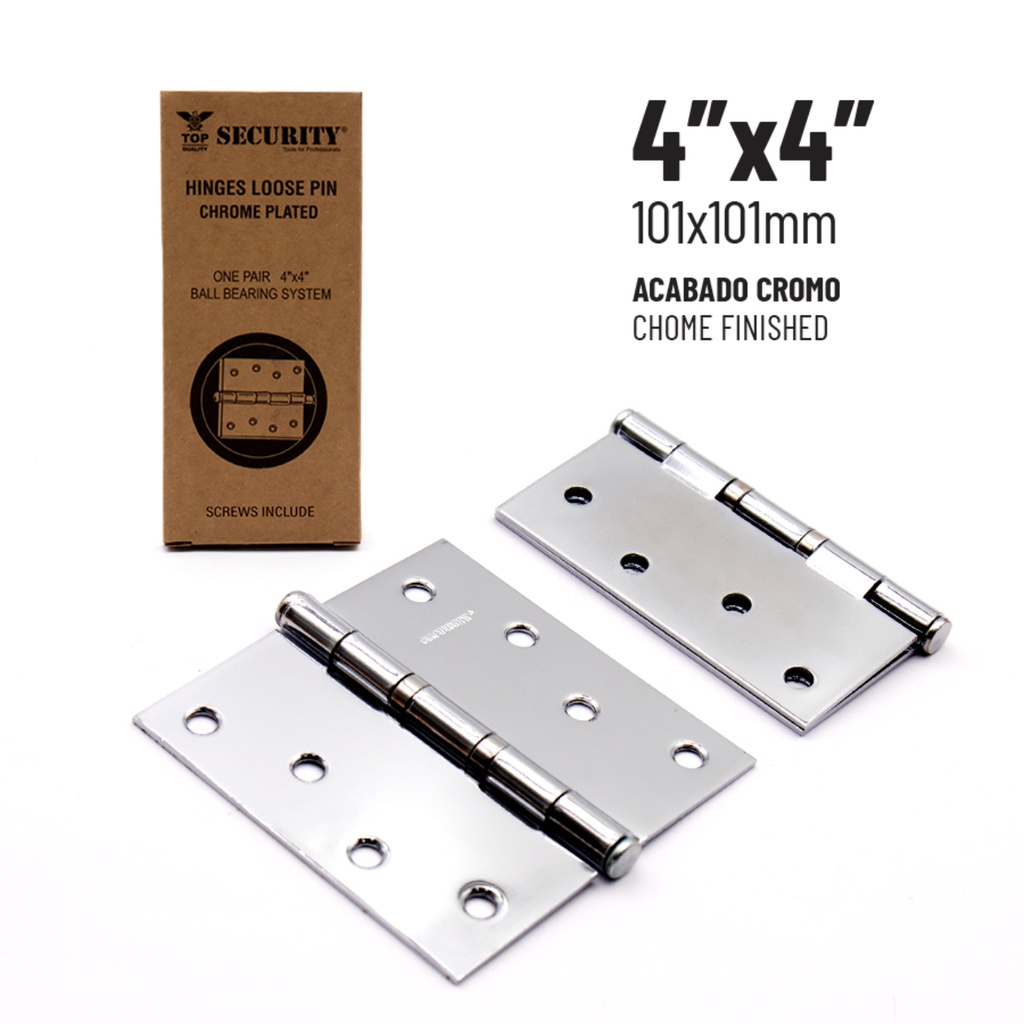 Bisagra para Puerta 4 X 4" Plateada SECURITY