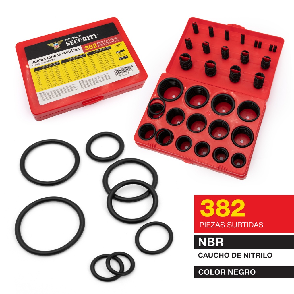 Juntas Toricas Metricas - Oring 382pza SECURITY