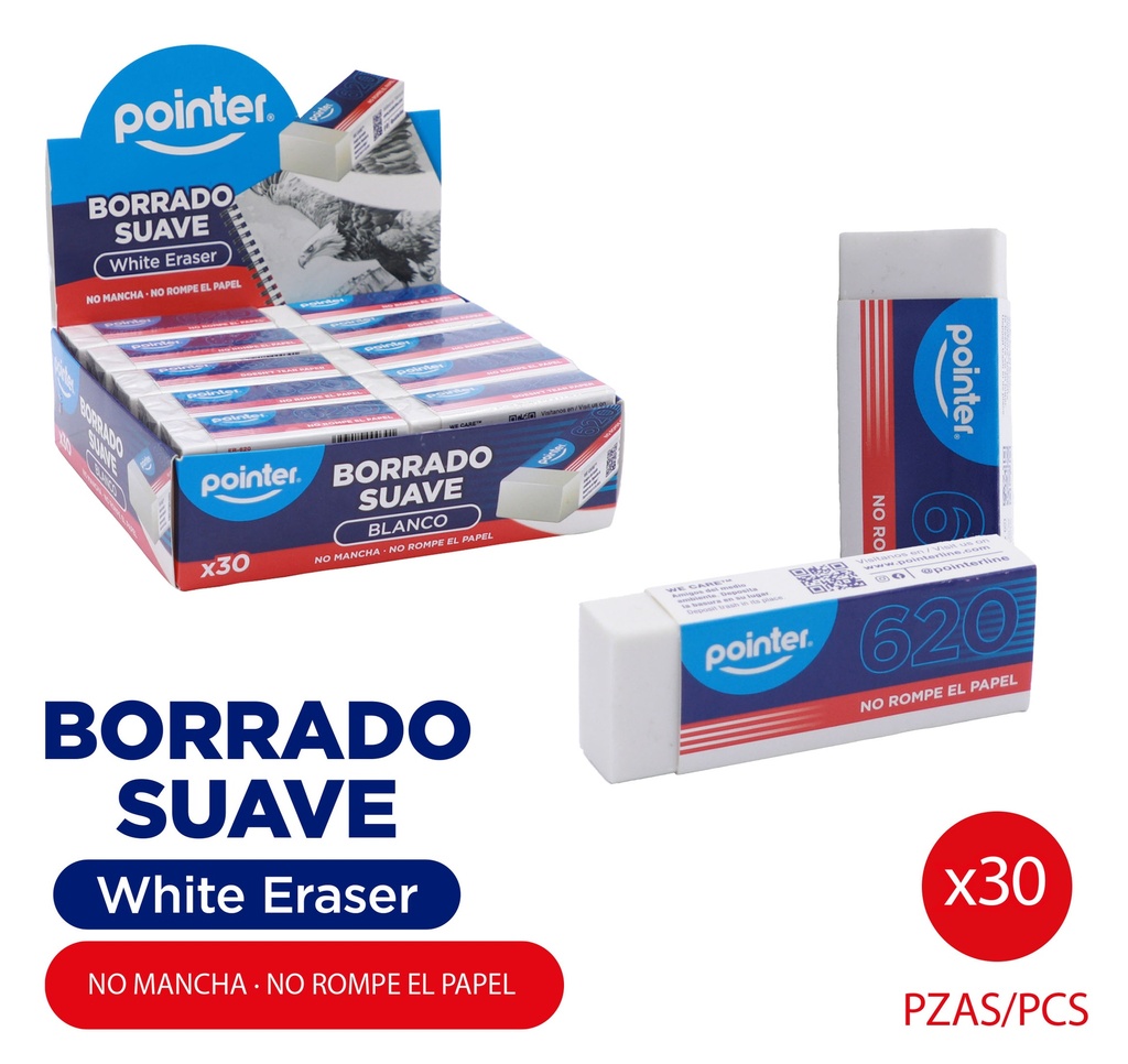 Borrador Plastico G POINTER 30pza