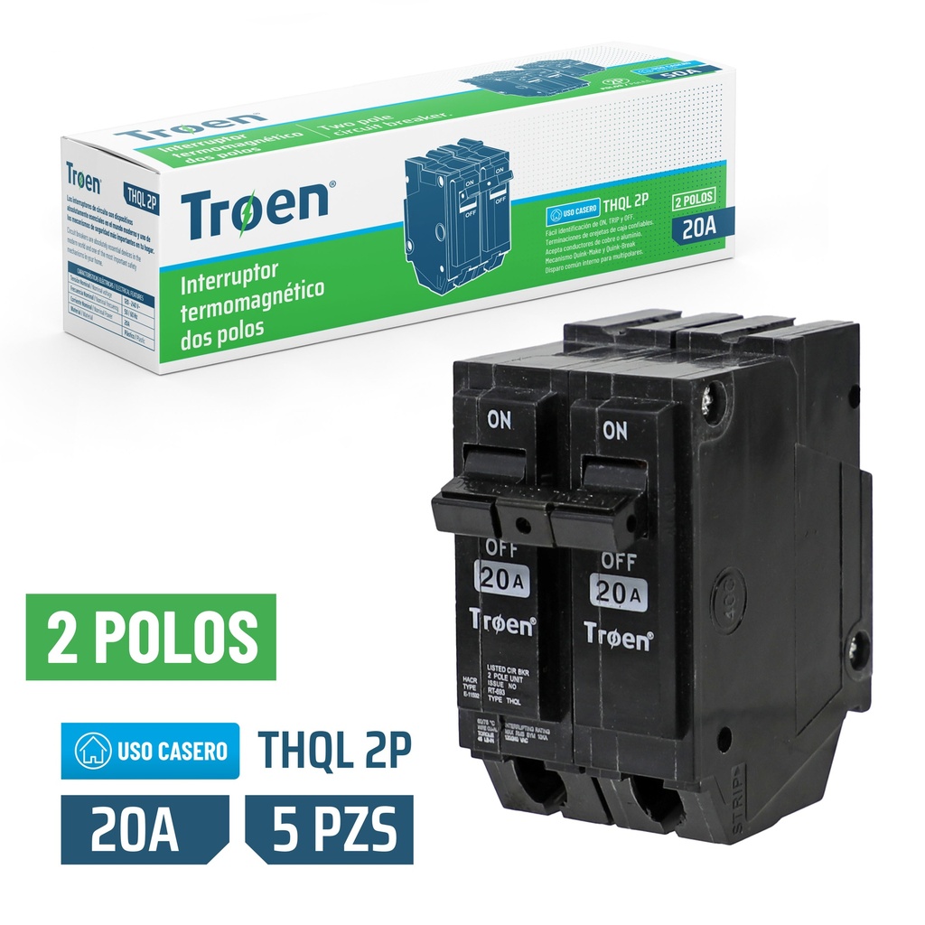 Breaker Doble 20A TROEN 5pza