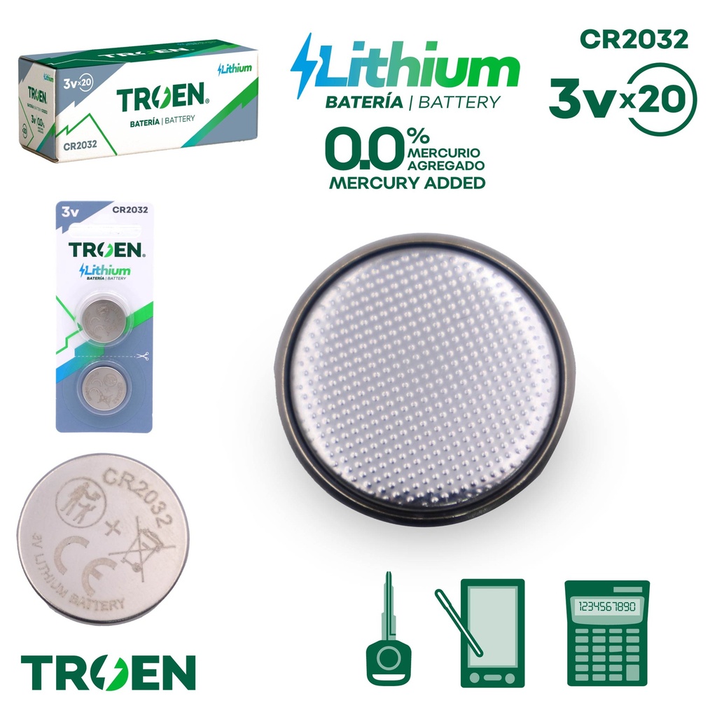 40-Pack Bateria CR2032 TROEN