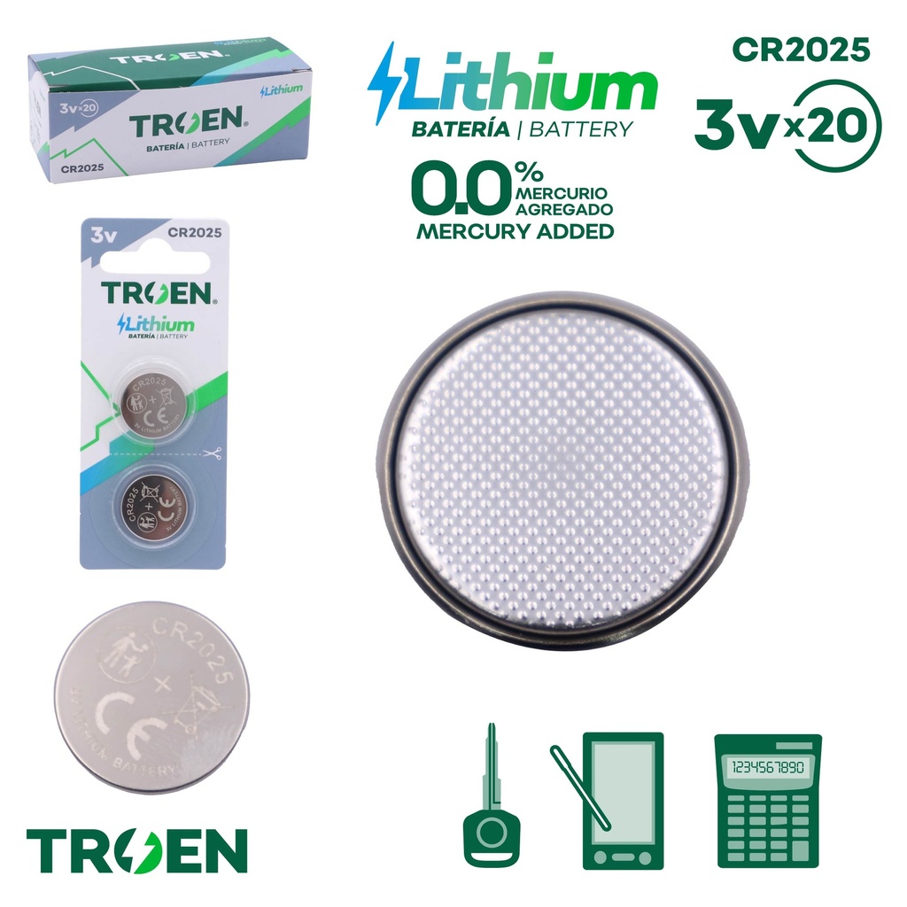 40-Pack Bateria CR2025 TROEN