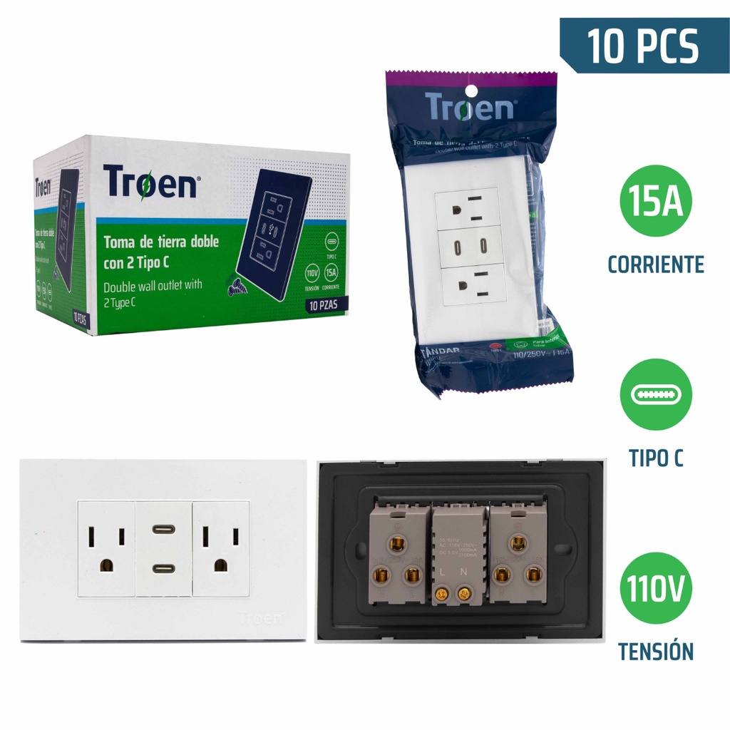 Tomacorriente con USB Tipo C TROEN