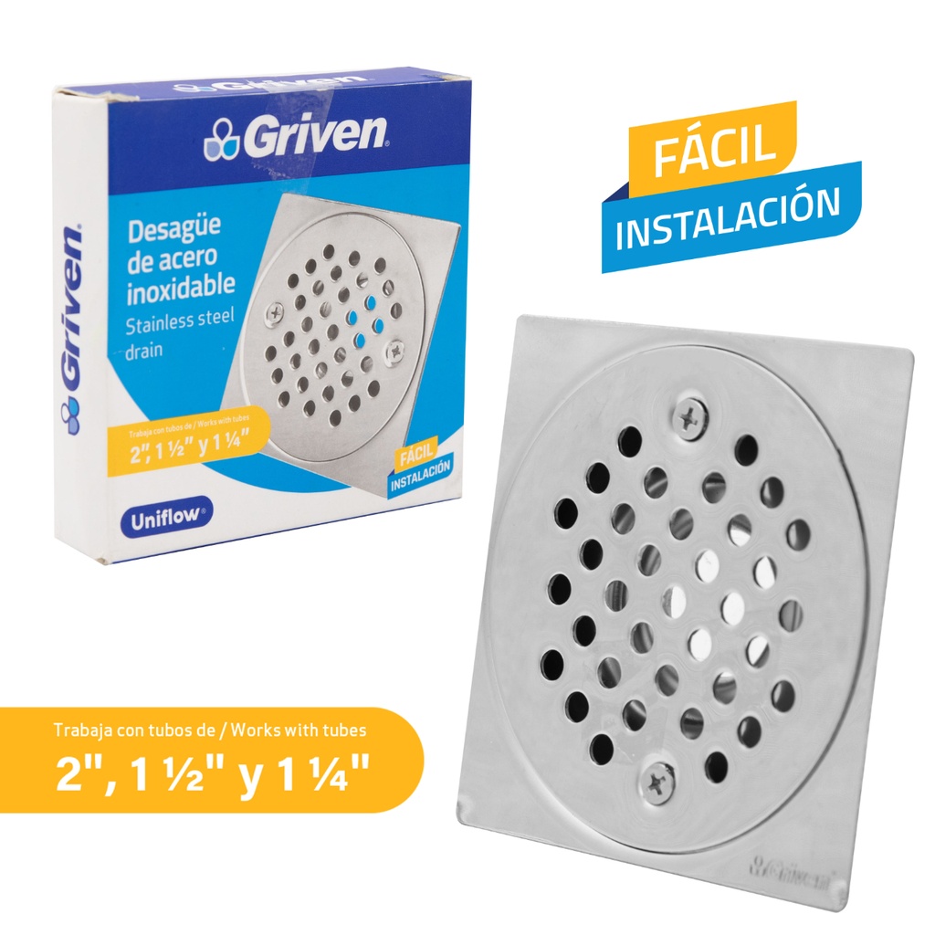 Desague de Piso Uniflow de Acero Inoxidable GRIVEN 