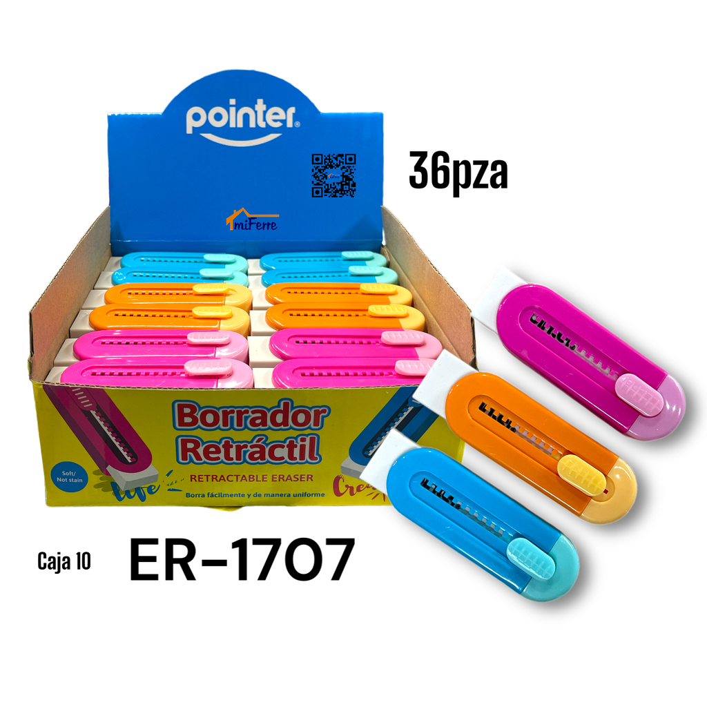 Borrador Retractil POINTER 36pza 