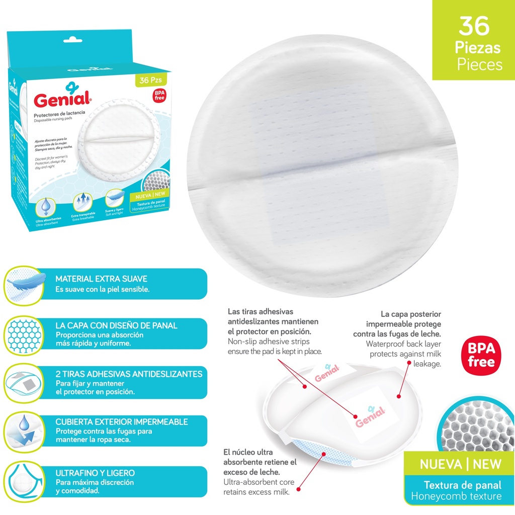 Protectores de Lactancia 36pza GENIIAL