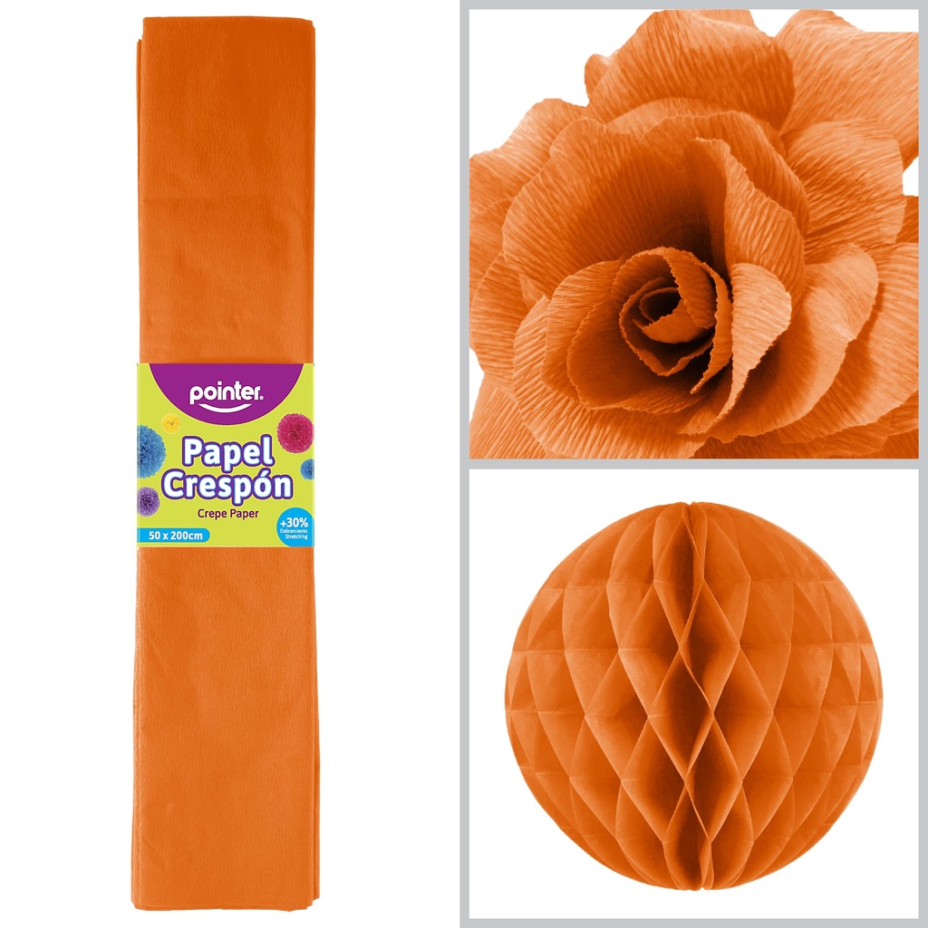 Papel Crespon Naranja 10pza POINTER