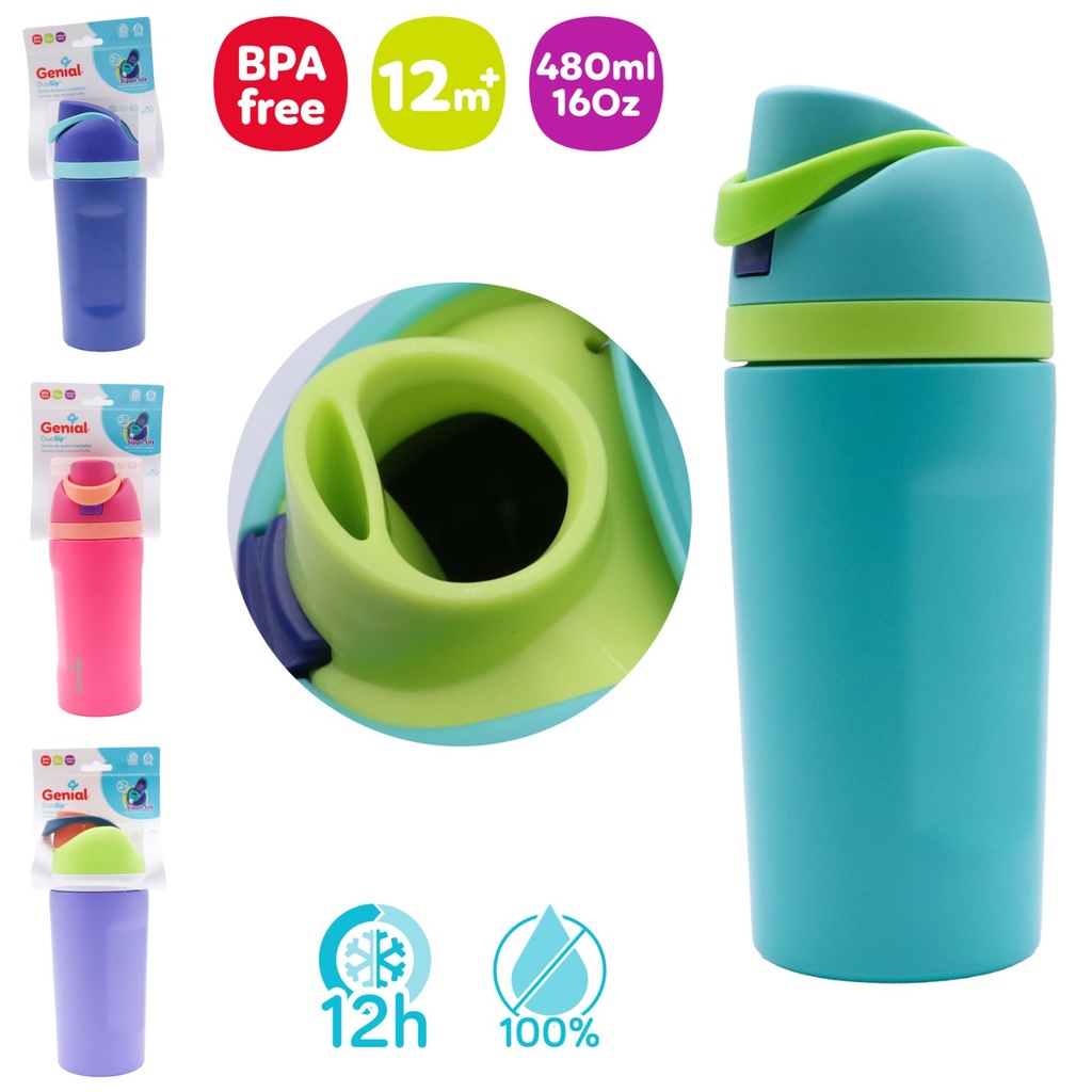 Termo de Acero Inoxidable 480ml DuoSip GENIAL