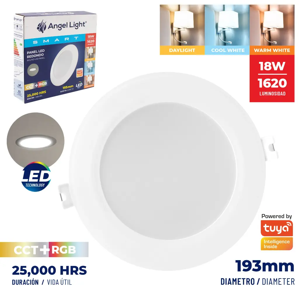 Lampara Panel Led Redondo Smart 18W ANGEL LIGHT