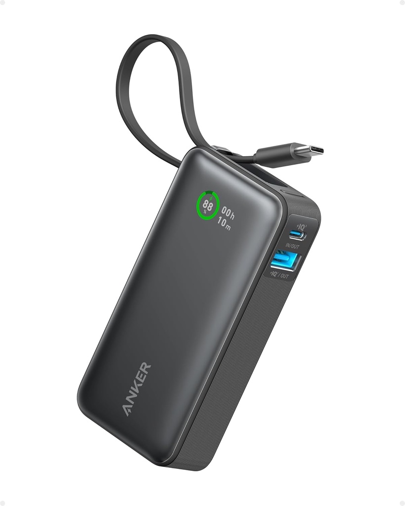 ANKER Nano Power Bank 10,000mAh 30W Fast Charging Lightweight with Built-In USB-C Cable