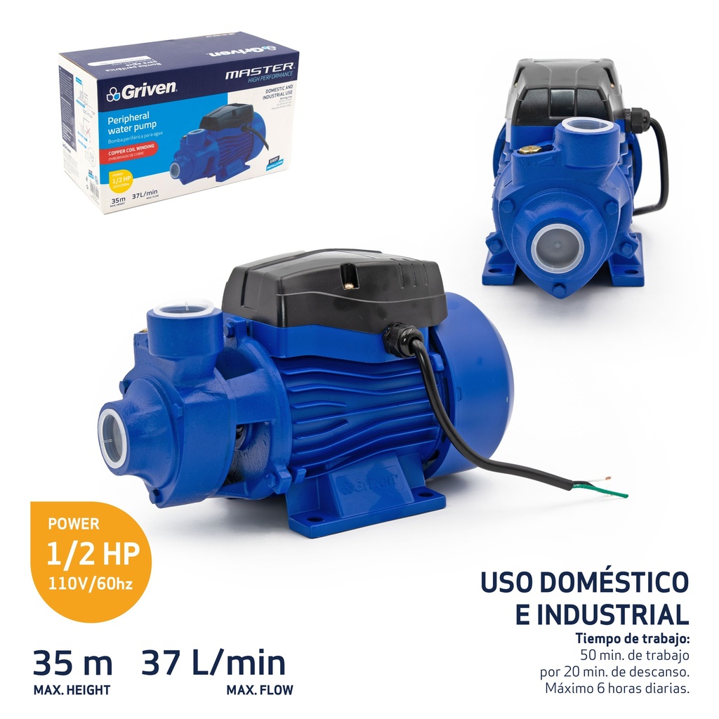 Bomba Periferica para Agua 1/2HP GRIVEN