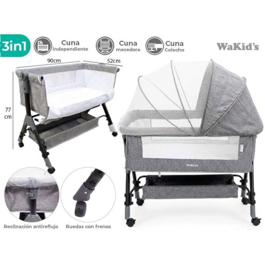 Cuna Mecedora para Bebe 3en1 WAKID'S