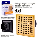 Desague de Piso con Rejilla de acero Inoxidable GRIVEN Golden Series