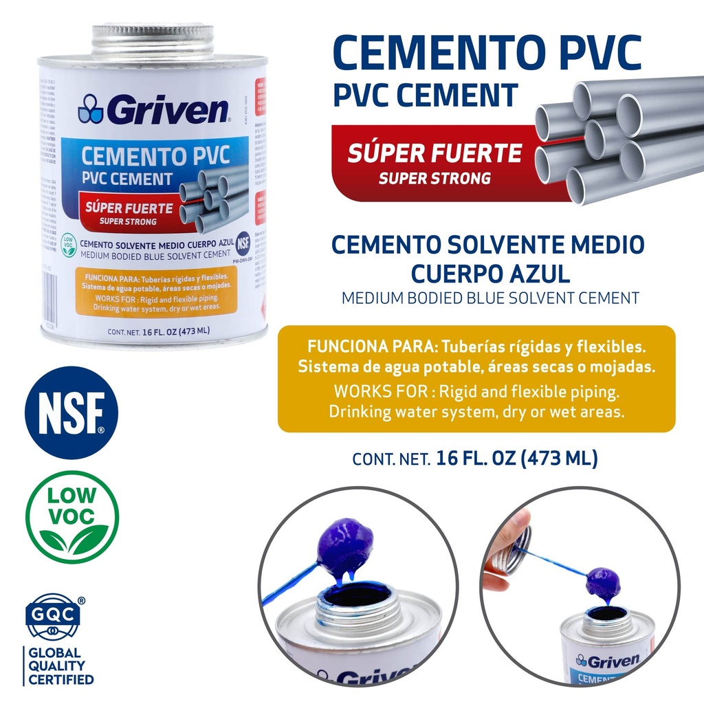 Pegamento PVC 16oz GRIVEN