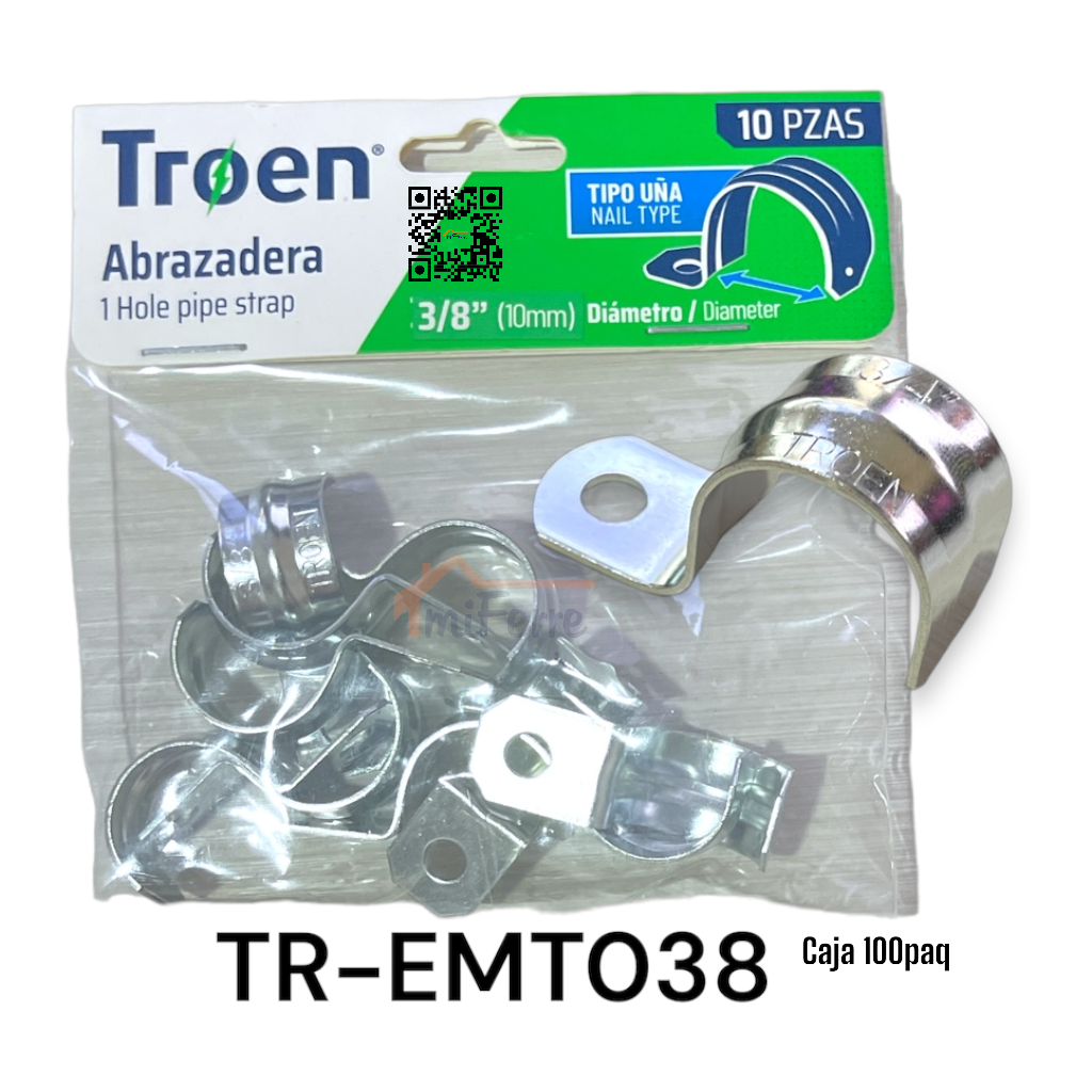Grapas 3/8" (1 oreja) 10pza TROEN
