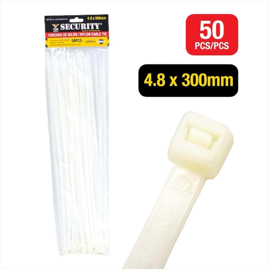 Sunchos Plasticos 12" X 4.8mm 50pza SECURITY