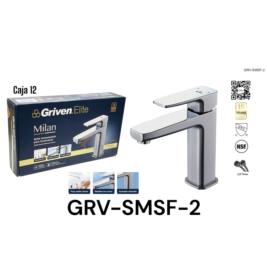 Grifo Monomando para Lavamanos Milan GRIVEN Elite