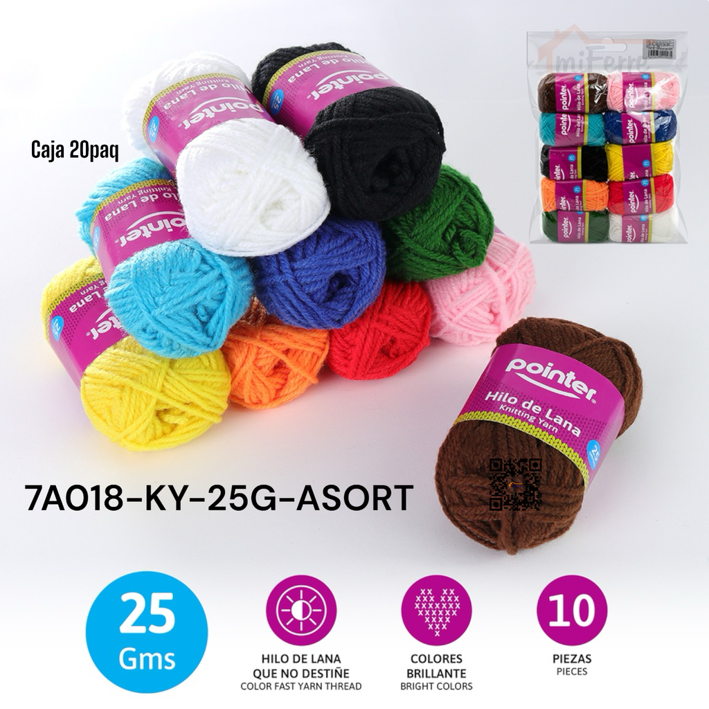 Hilo de Lana 25g Surtido 10pza POINTER