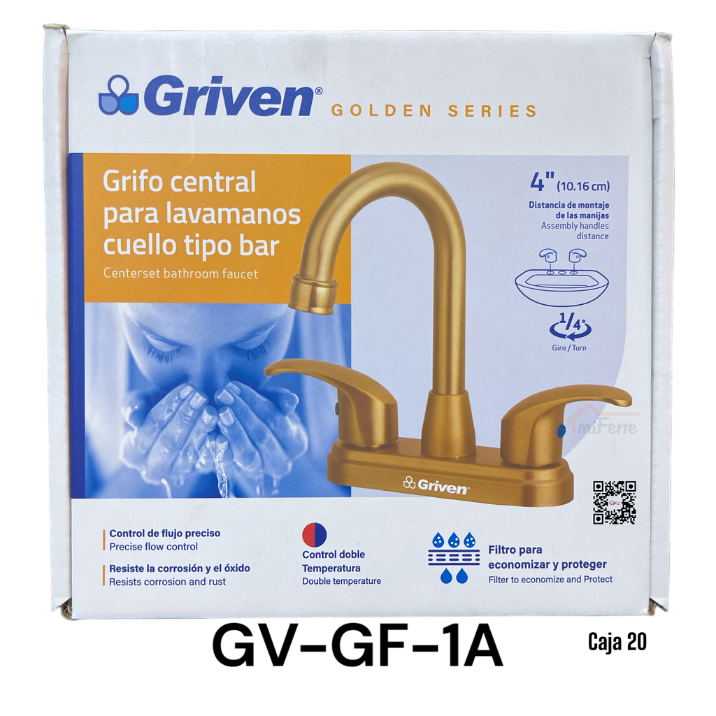 Grifo Central para Lavamanos Tipo Bar GRIVEN Golden Series