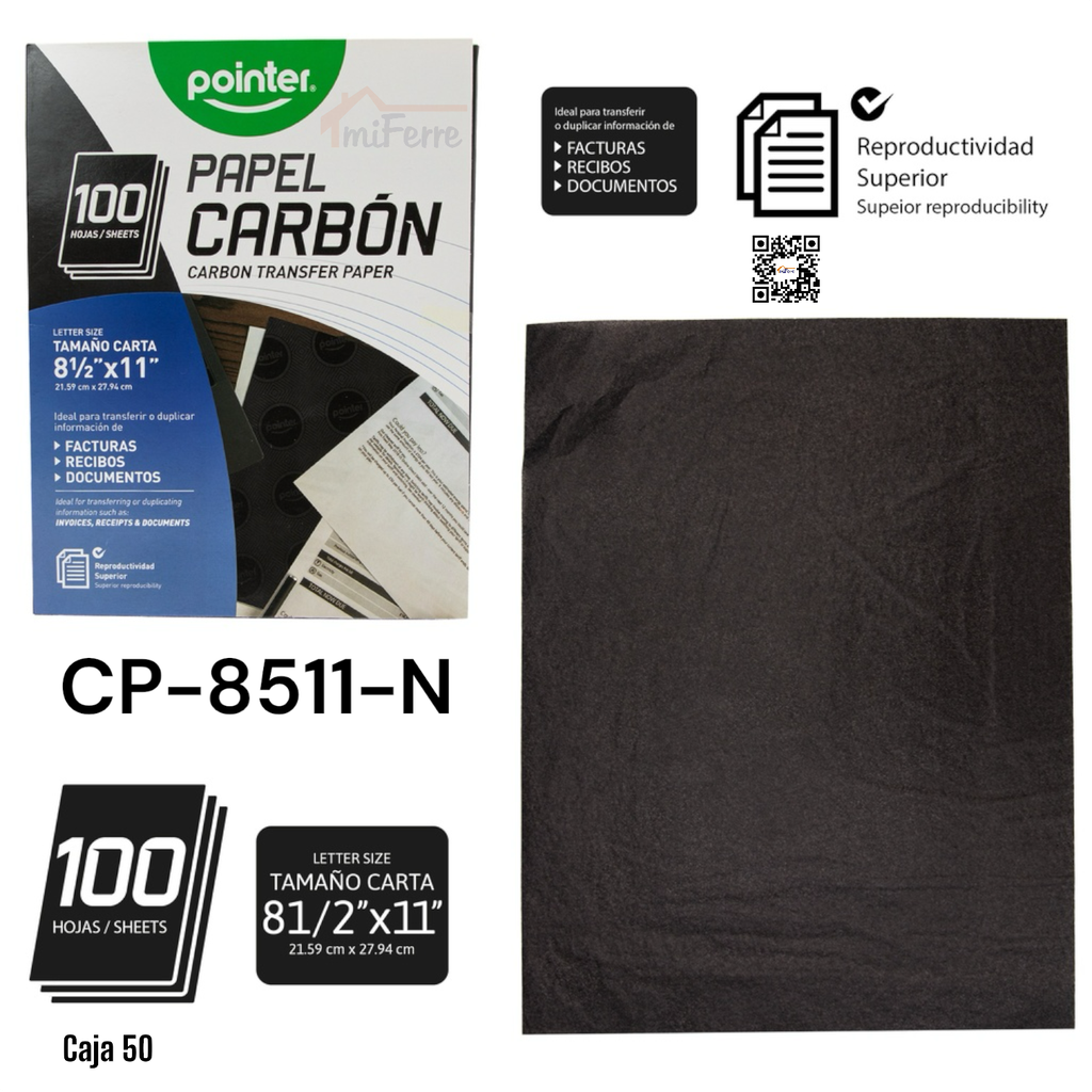 Papel Carbon 100hojas POINTER