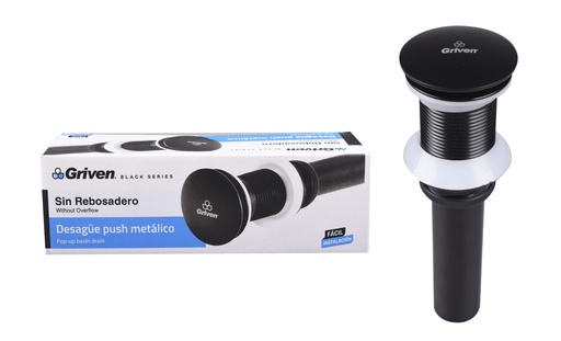 [A367-BL220A-W] PO Plug Metalico Sin Rebosadero GRIVEN Black Series