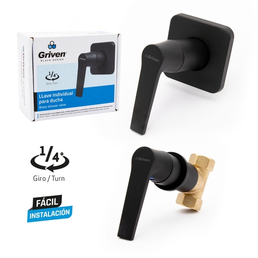 [A367-BV-016] Llave Individual para Ducha GRIVEN Black Series