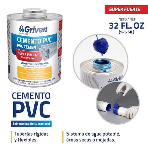 [A367-PCG-32OZ] Pegamento PVC 32oz GRIVEN