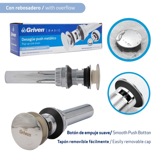 [GV-PL300C] PO Plug con Rebosadero GRIVEN Basic