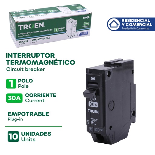 [THQL-30A] Breaker Sencillo 30A TROEN