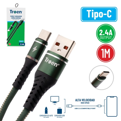 [TR-UC-A] Cable Cargador USB Tipo C TROEN