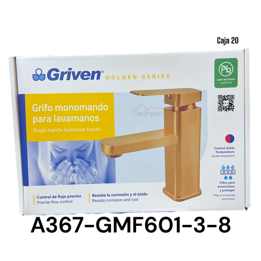 [A367-GMF601-3-8] Grifo Monomando para Fregadero GRIVEN Golden Seriese