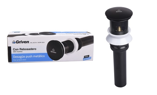 [A367-BL220A] PO Plug Metalico Con Rebosadero GRIVEN Black Series