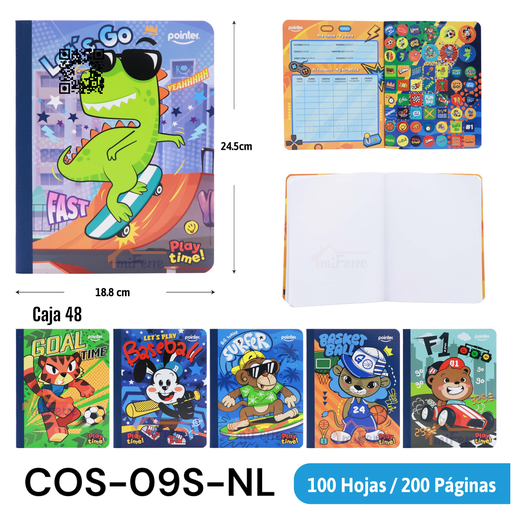 [COS-09S-NL] Cuaderno Cosido de Dibujo 200pag POINTER Stickers
