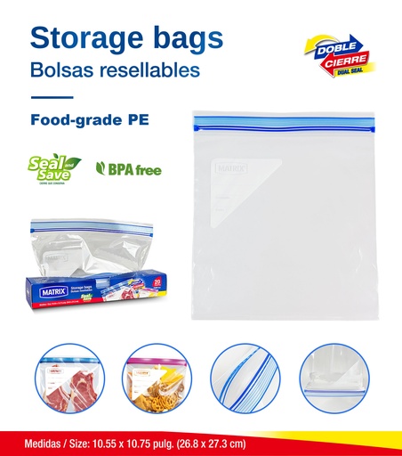 [MT-FSB2727] Bolsas Resellables 20pza MATRIX