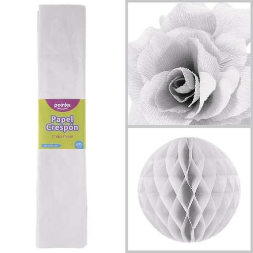[CP-720] Papel Crespon Blanco 10pza POINTER