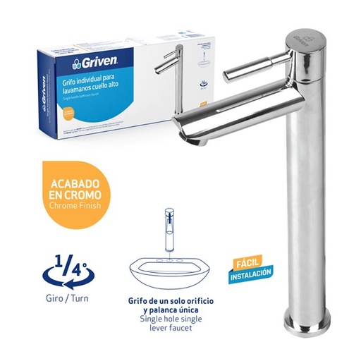 [GV-TSF-1] Llave Individual para Lavamanos Cuello Alto GRIVEN