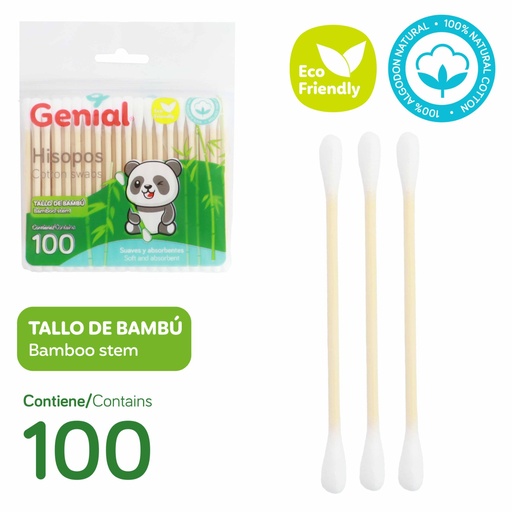 [GN-CBW100B] 24-Pack Palillos de Algodon 100pza GENIAL