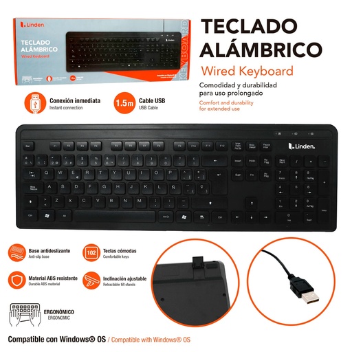 [LD-WK-01] Teclado Alambrico LINDEN