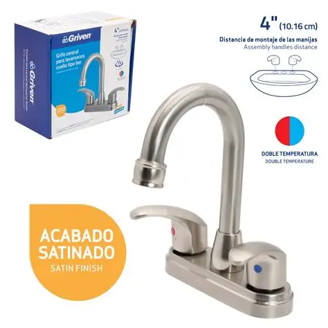 [GV-SF-1A] Grifo Central para Lavamanos Cuello Tipo Bar 4" GRIVEN